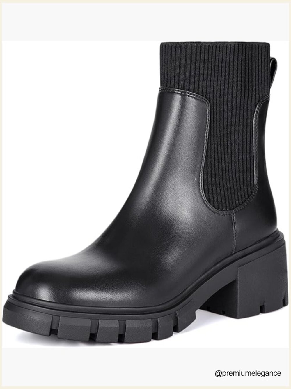 Chelsea Platform Ankle Boots Slip On Lug Sole Chunky Booties